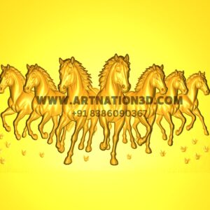 Seven Running Horses 3D Relief Model – Symbol of Power, Speed & Success