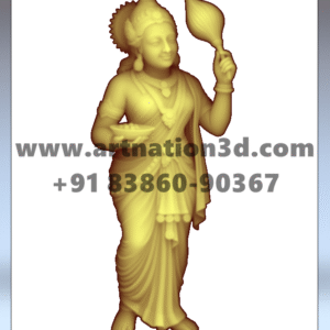 Female Dwarpal 3D Relief Model | Temple Guardian CNC Design | STL File