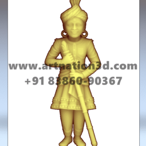 Dwarpal 3D Relief Model | Traditional Temple Guard CNC Design | STL File
