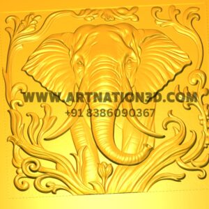 Elephant 3D Model | Ornamental Elephant Head Relief Design | CNC STL File for Wood, MDF, Corian & Marble