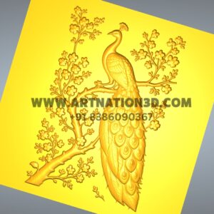 Peacock 3D Relief Model | Decorative Bird CNC Design | STL File