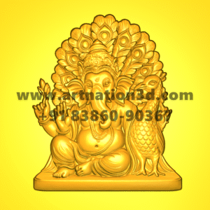 Peacock Ganesh Ji 3D Relief Model | Lord Ganesha with Mayur CNC Design | STL File
