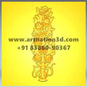 Vertical Floral Vase 3D Relief Model | Ornamental Flower Design for CNC | STL File