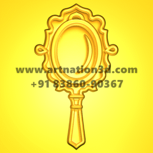 Decorative Hand Mirror 3D Relief Model | Vintage Frame CNC Design | STL File