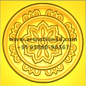 Round Floral Medallion 3D Relief Model | Ornamental CNC Design | STL File