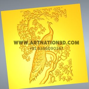Peacock on Tree 3D Model | Elegant Nature Relief Design | CNC STL File for Wood, MDF, Corian & Marble