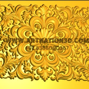 Floral Panel 3D Relief Model | Ornamental Carving CNC Design | STL File