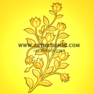 Floral Branch 3D Model | Elegant CNC Carving Design | STL File for Wood, MDF & Corian