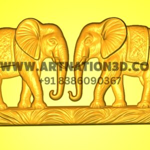Elephant Pair 3D Model | Traditional CNC Relief Design | STL File for Wood, MDF & Corian Carving