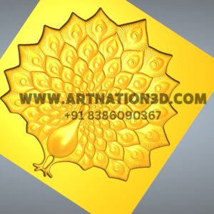 Peacock Feather 3D Model | Decorative CNC Relief Design | Ornamental Wall Panel STL for Carving