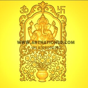 Lord Ganesha 3D Model | Religious CNC Relief Design | Temple Wall Panel STL for Carving