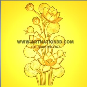 Lotus Flowers 3D Model | Floral Relief Design | CNC Carving STL for Wall Panel & Decorative Art