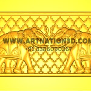 Elephant Pair 3D Model | Traditional Relief Design | CNC Carving STL for Wall Panel & Temple Art