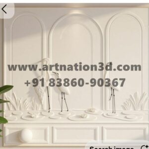 Crane Bird Wall Panel 3D Relief Model | Nature Scene CNC Design | STL File
