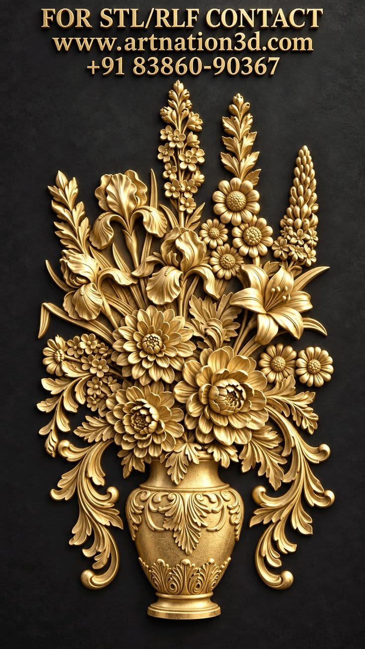 AN-0008 | Floral 3D Relief Wall Panel Design