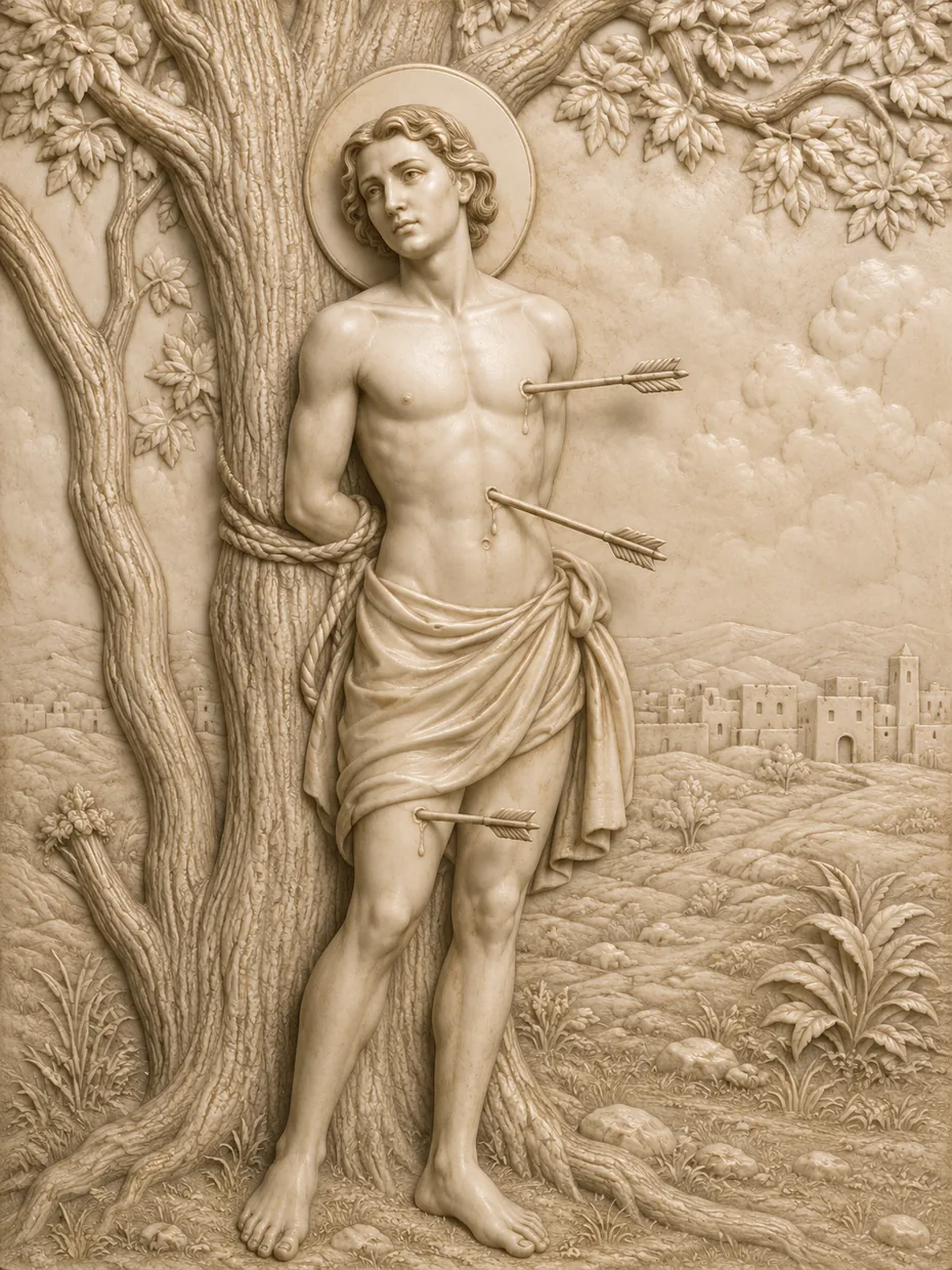 Saint Sebastian Tree Relief