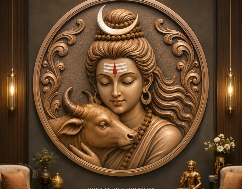 Lord Shiva with Nandi Round Relief
