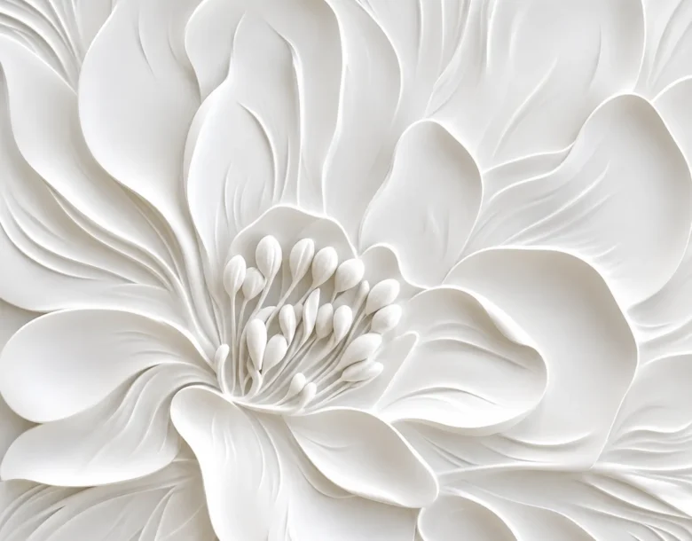Large White Bloom Floral Wall Relief