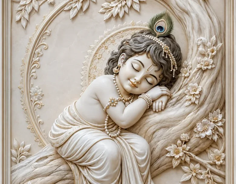 Sleeping Bal Krishna under Flowering Tree