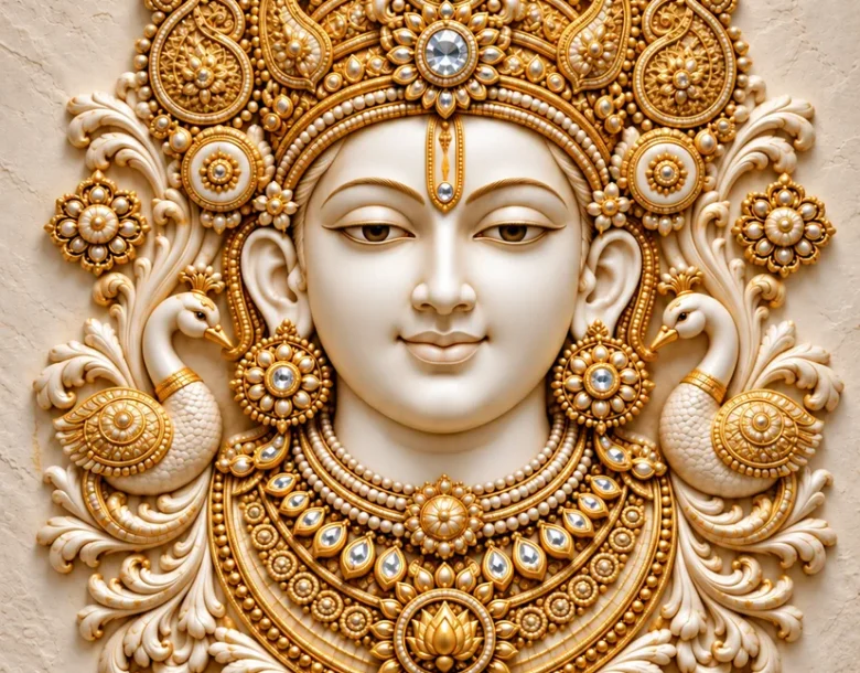 Krishna Face with Peacock Feather