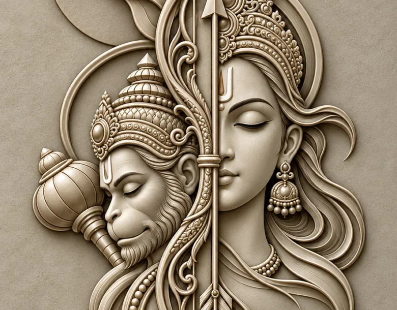 Lord Rama and Hanuman Divine Composite
