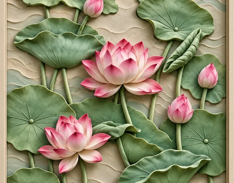 Pink Lotus Pond Wall Panel