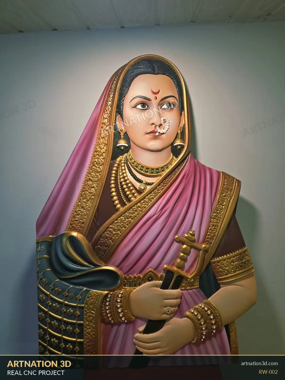 Traditional Maharashtrian Woman Sculpture - Colour Finish - ArtNation 3D
