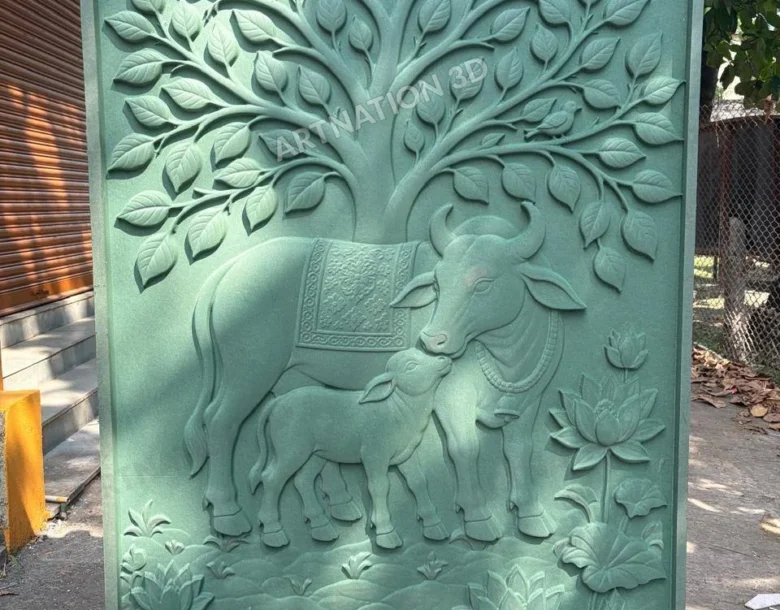 Cow and Calf under Tree – Uncoloured Panel