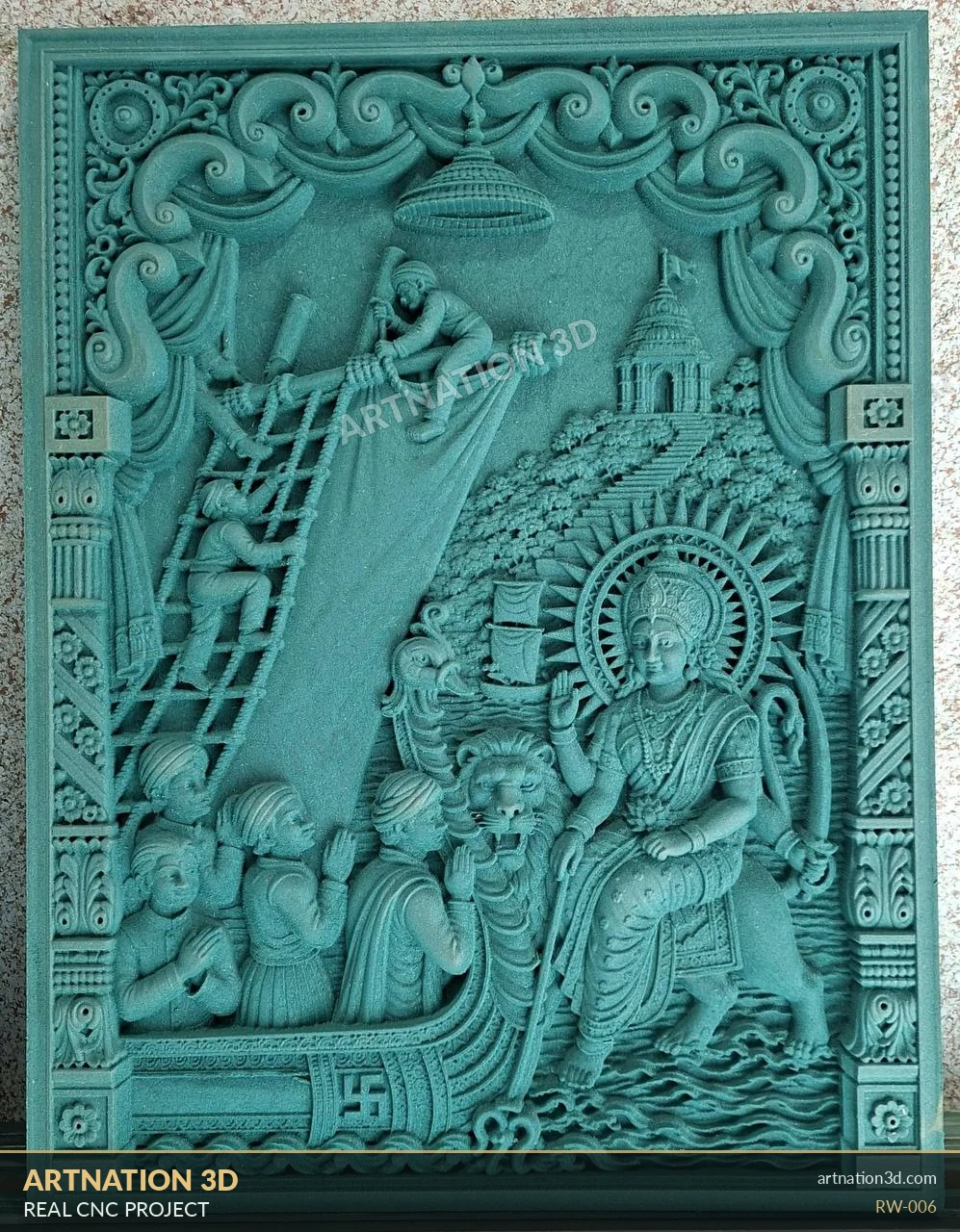 Traditional Mythological Chariot Relief Panel - ArtNation 3D