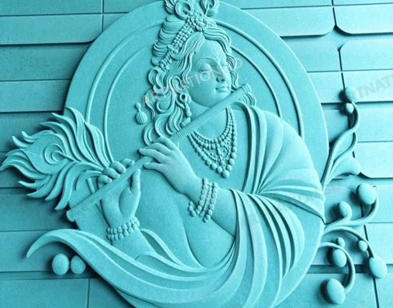 Krishna Flute Circular Wall Relief