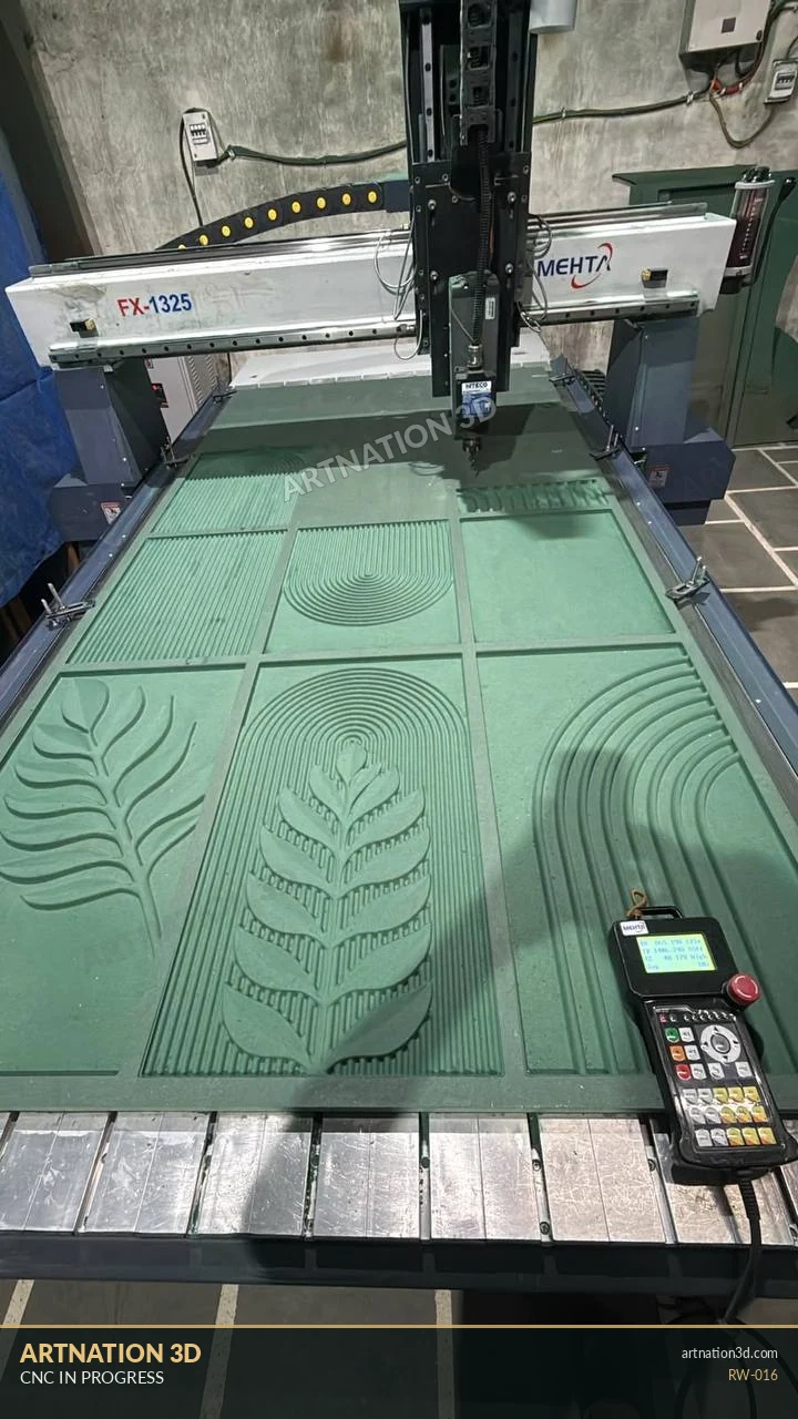 Modern Leaf Wall Panels - CNC Machining View 1 - ArtNation 3D