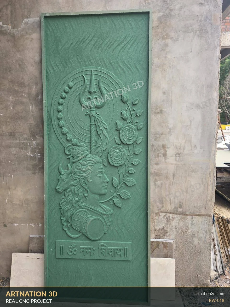 Lord Shiva Trishul Vertical Door Relief - ArtNation 3D