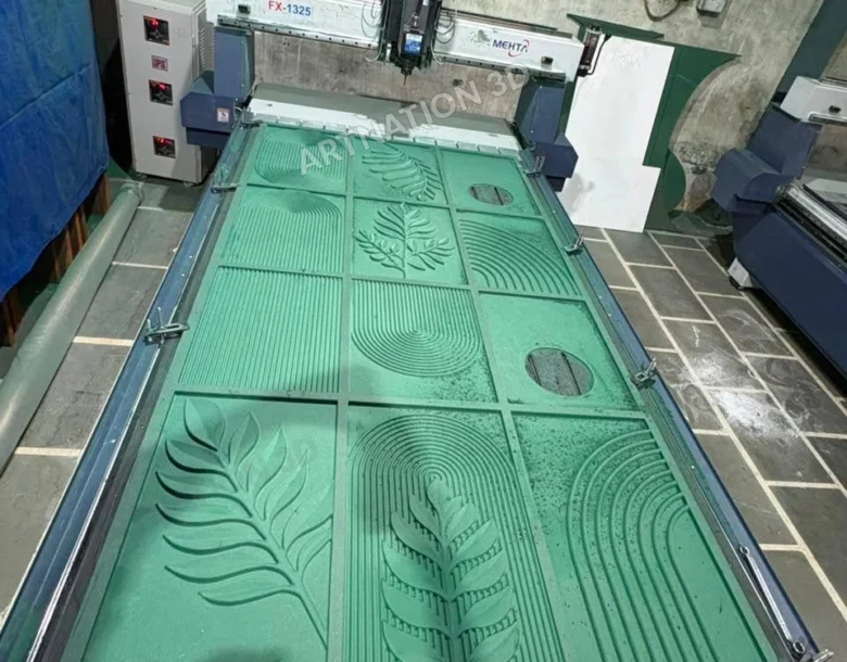 Modern Leaf Wall Panels – CNC Machining View 2