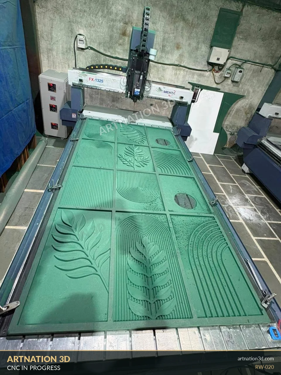 Modern Leaf Wall Panels - CNC Machining View 2 - ArtNation 3D