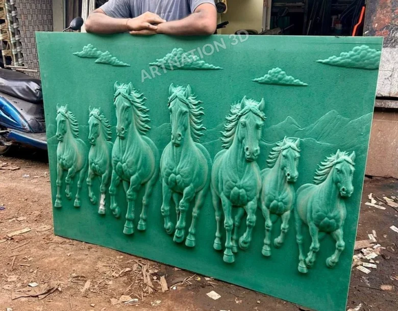 Seven Horses Finished Panel – Workshop Display