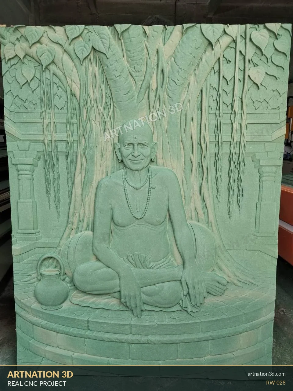 Seated Saint under Banyan Tree Relief - ArtNation 3D