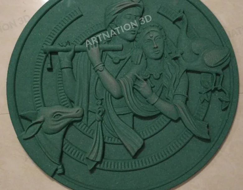Radha Krishna Oval Relief Panel