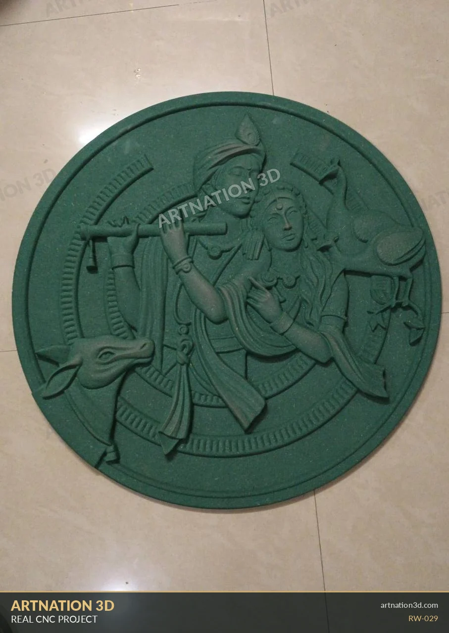 Radha Krishna Oval Relief Panel - ArtNation 3D